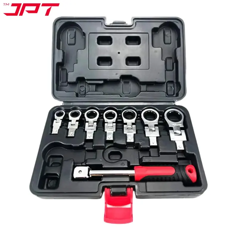 Jpt 8-Piece Adjustable Flex-Head Ratchet Spanner Set: 7 Torx Sizes (8–19Mm), 180° Swivel Head For Precision Automotive & Diy Tasks 1