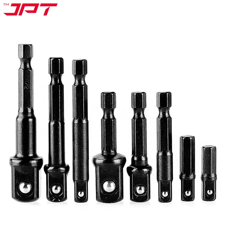 Jpt 8-Piece Quick-Change Hex-To-Square Drive Adapter Kit – Cr-V Extensions For Cordless Drills And Impact Tools 1