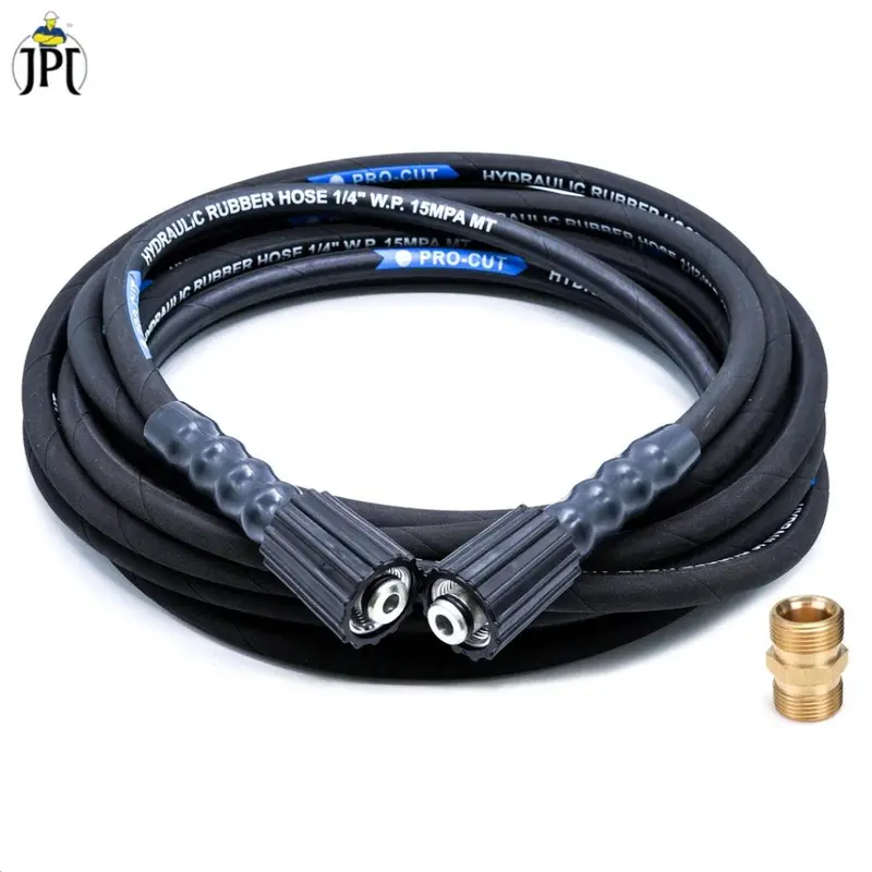 Jpt 8M High-Pressure Washer Hose | M22 Male Thread With O-Ring | 1/4" Quick Connect | Rated For 4300 Psi 1