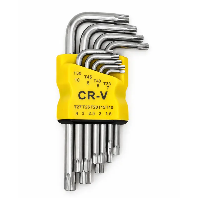 Jpt 9-Piece Chrome Vanadium Torx Key Set – 5-Inch L-Type T10–T50 Heavy-Duty Hex Keys With Holder For Bikes, Cars, And Industry 1