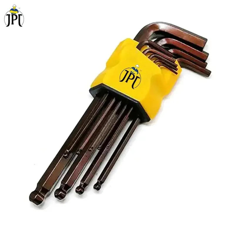 Jpt 9-Piece Short-Arm Ball-End Hex Key Set – L-Shaped 7-Inch Tools In Sizes 1.5Mm To 10Mm With Security Torx Holes 1