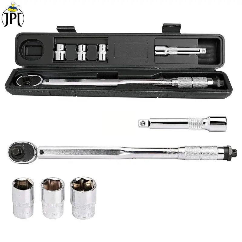 Jpt Adjustable Click Torque Wrench Set – 28–210 N·M Range, 1/2" Drive With 17/19/21Mm Sockets For Automotive Use 1