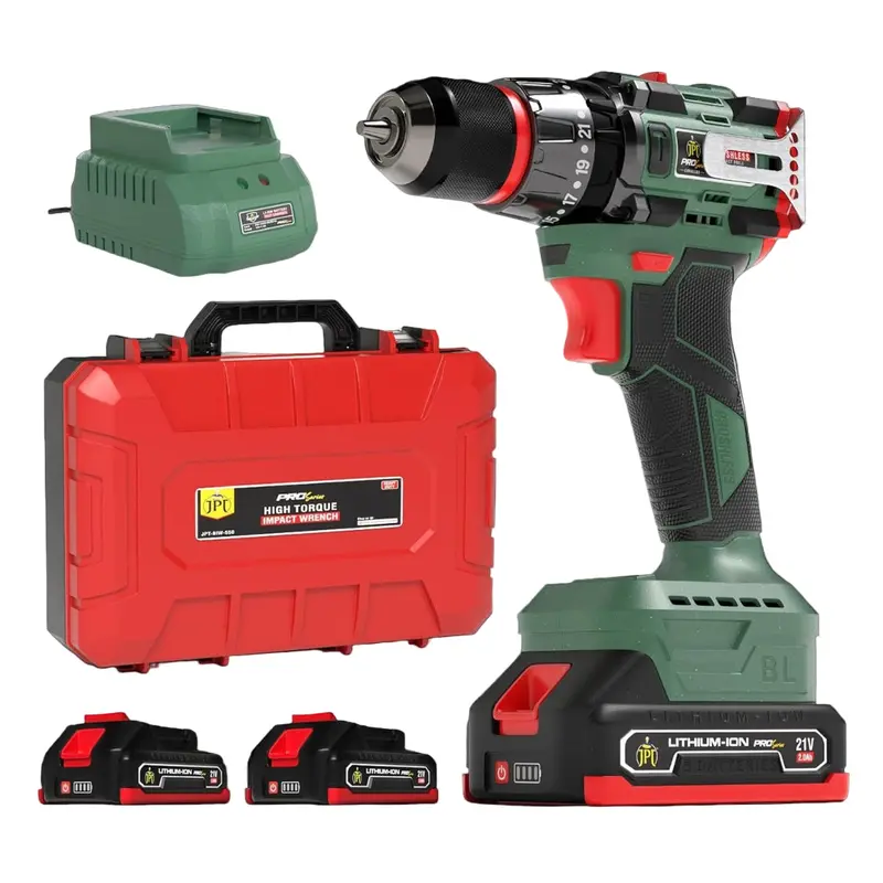 Jpt Pro 21V Brushless Impact Drill – 65 N·M Torque, 1700 Rpm, 25+3 Settings, Dual-Speed, 3/8" Metal Chuck (Green Edition) 1