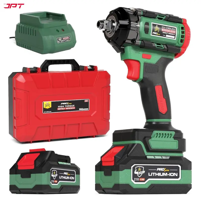 Jpt Pro Brushless Cordless Impact Wrench – 550 N·M Max Torque, 0–3650 Rpm, Dual-Speed, 4 Led Lights, 4000Mah Battery 1