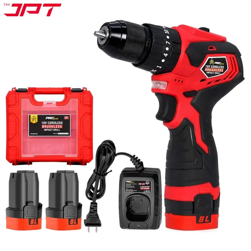Jpt Pro Series 18V Brushless Impact Drill – 65 N·M Torque, 2000 Rpm, 35+3 Gearbox & 3/8-Inch Metal Chuck 1