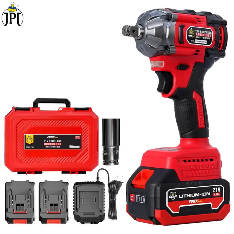 Jpt Pro Series 21V Brushless Impact Wrench – 350 N·M, 3450 Rpm, 1/2-Inch Drive & Full Accessory Bundle 1