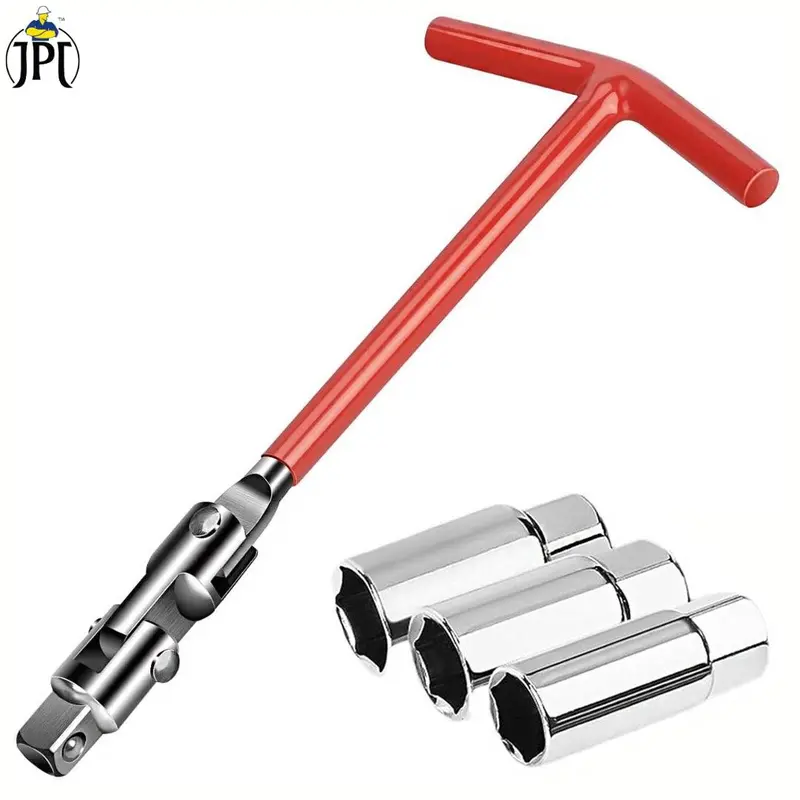Jpt Universal Spark Plug Socket Set – 16/18/21Mm, 4-Piece T-Handle Sockets With 360° Rotation For Easy Access 1