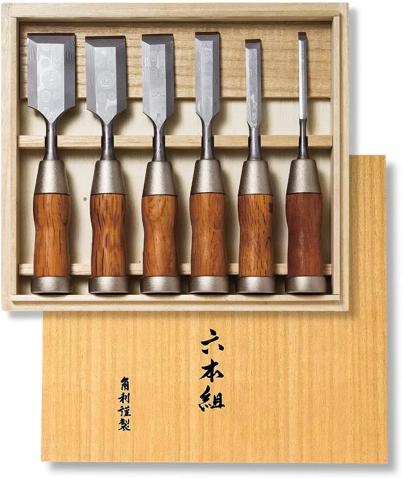 Kakuri Damascus Chisel Set – 6-Piece Top-Tier Forged Japanese Tools 1