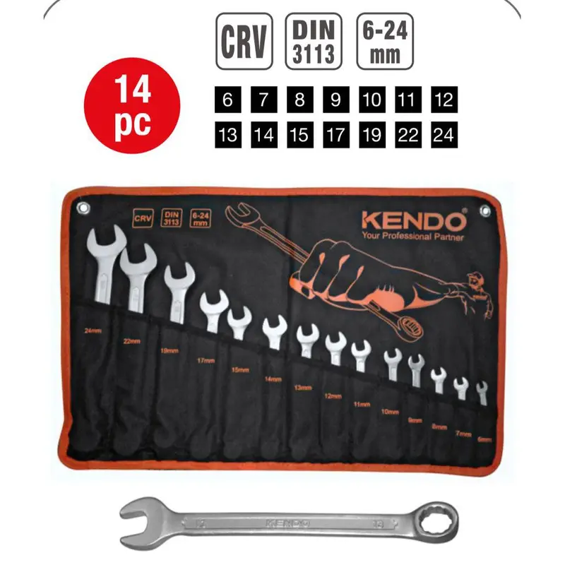 Kendo 14-Piece Cr-V Combination Wrench Set – Metric Range 6Mm To 24Mm [15246] 1