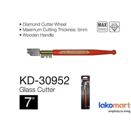 Kendo Manual Glass Cutter – Adjustable Roller Tool For Cutting Up To 5Mm Thick Glass 1