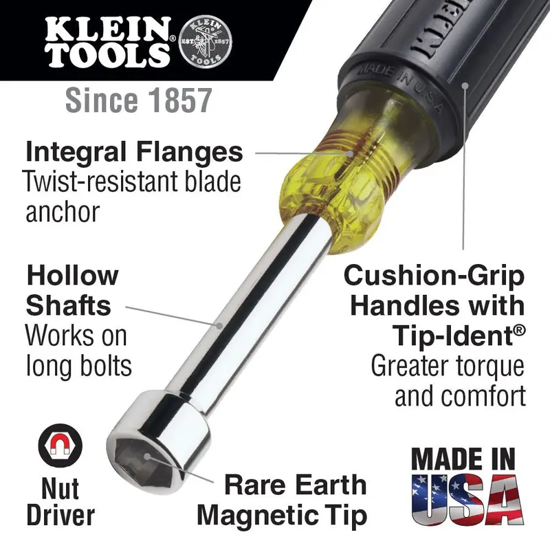 Klein Tools 610-1/4M 1/4" Magnetic-Tip Nut Driver 1