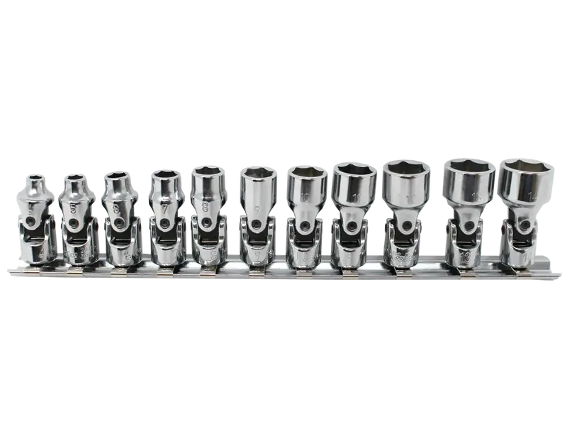 Ko-Ken 1/4" Drive Universal 6-Point Metric Chrome Socket Set – 11-Piece 1