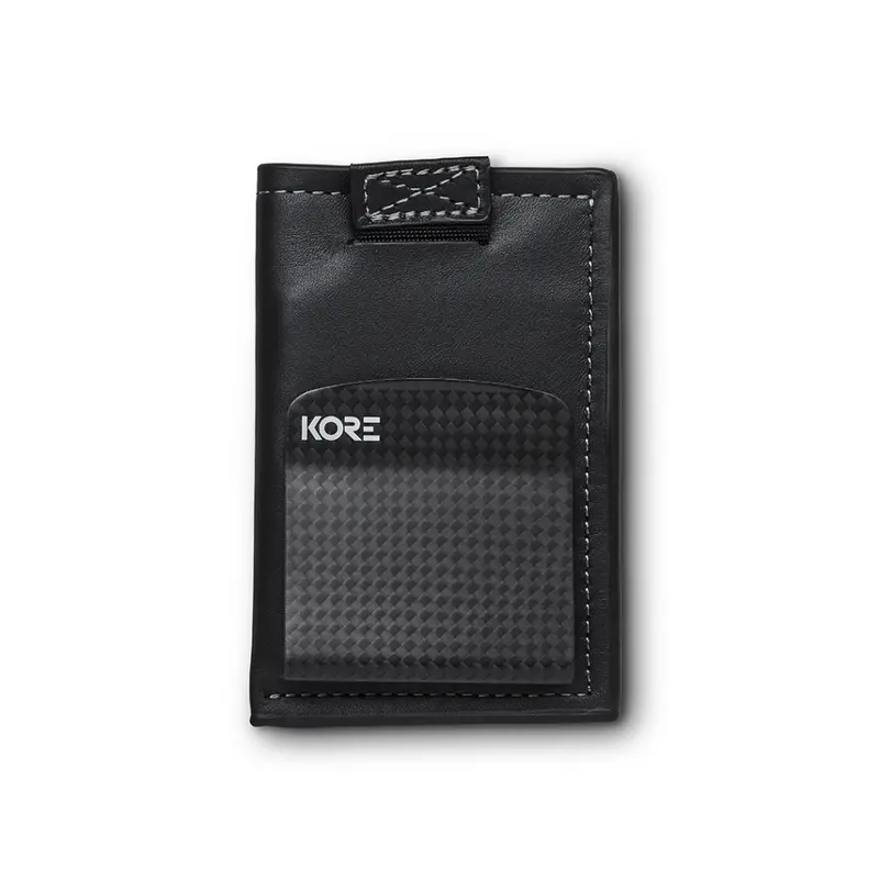 Leather Slim Wallet Paired With Carbon Fiber Money Clip – Dual-Function Edc Set 1