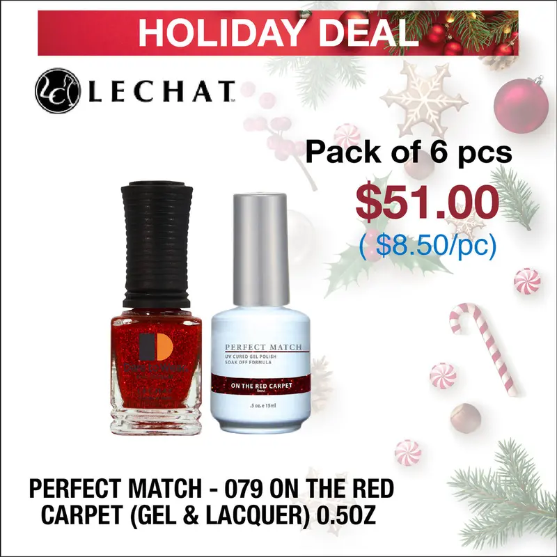 Lechat Perfect Match Holiday Bundle – On The Red Carpet Gel & Lacquer Set (0.5Oz × 6) 1