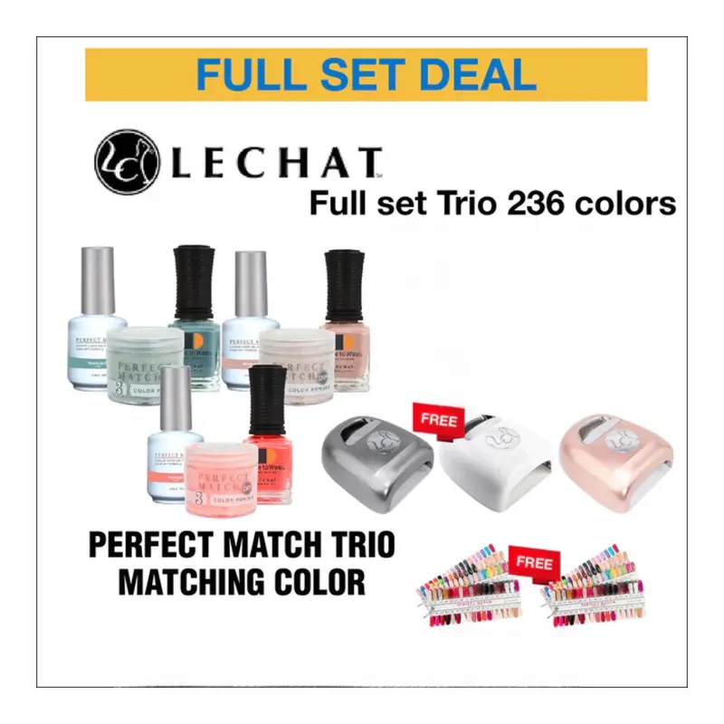 Lechat Perfect Match Trio Nail System – 236 Premium Gel Colors With Dual Swatch Guides & 3 Professional Uv/Led Lamps 1