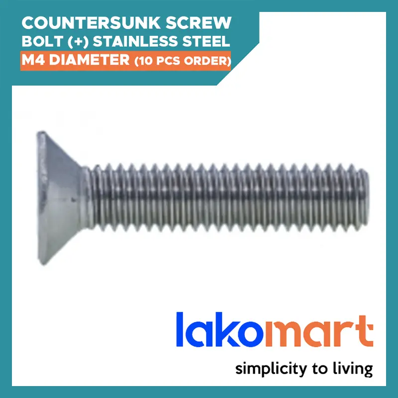 M4 Stainless Steel Countersunk Screw With Phillips/Plus Drive – 10-Pack 1