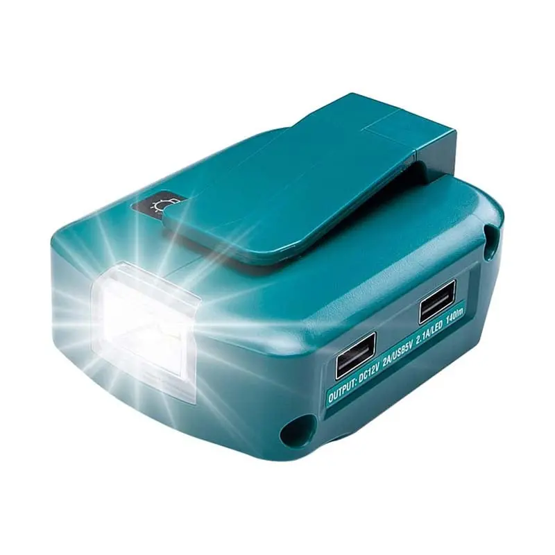 Makita Lxt 14.4V/18V Portable Power Hub: Dual Usb, Dc Output, Belt Clip & Led Light 1