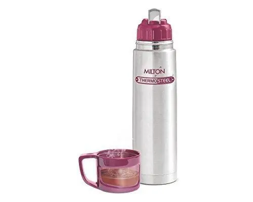 Milton Thermosteel Glassy 1L Drinking Cup With Lid – Rose Pink 1