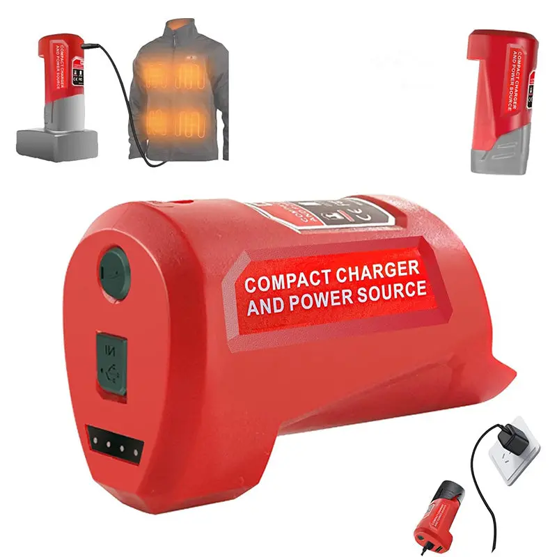 Milwaukee M12 Heated Jacket Power Adapter – Portable Dual-Output (Usb Qc3.0 + 12V Dc) Charger With Usb-C Input 1