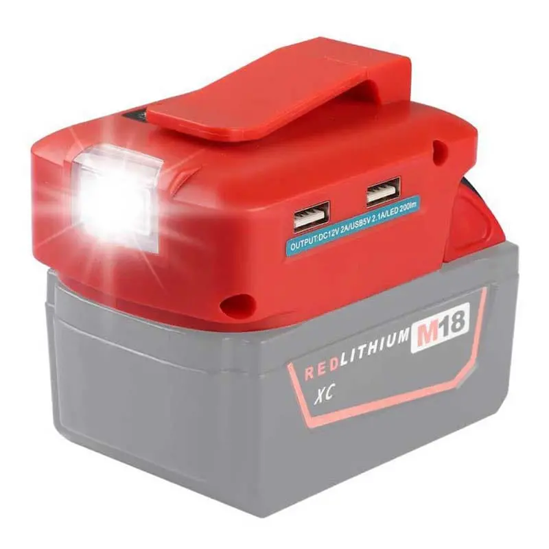 Milwaukee M18 Portable Power Hub: Dual Usb Charger, Dc Output, Belt Clip & Led Light 1
