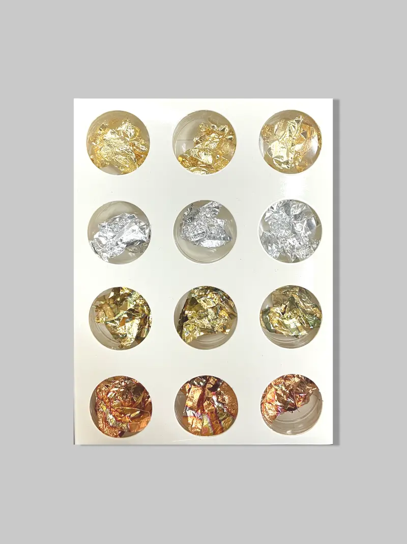 Mixed Metallic Nail Foil Flakes: Rose Gold, Silver & Gold 1