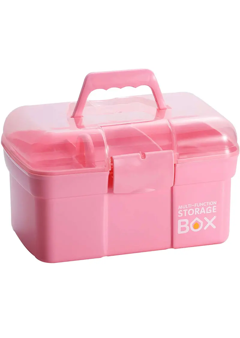Multi-Compartment Nail Art Storage Box – Soft Pink 1