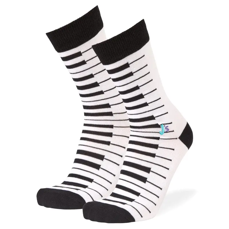 Musical Piano Pattern Crew Socks 1