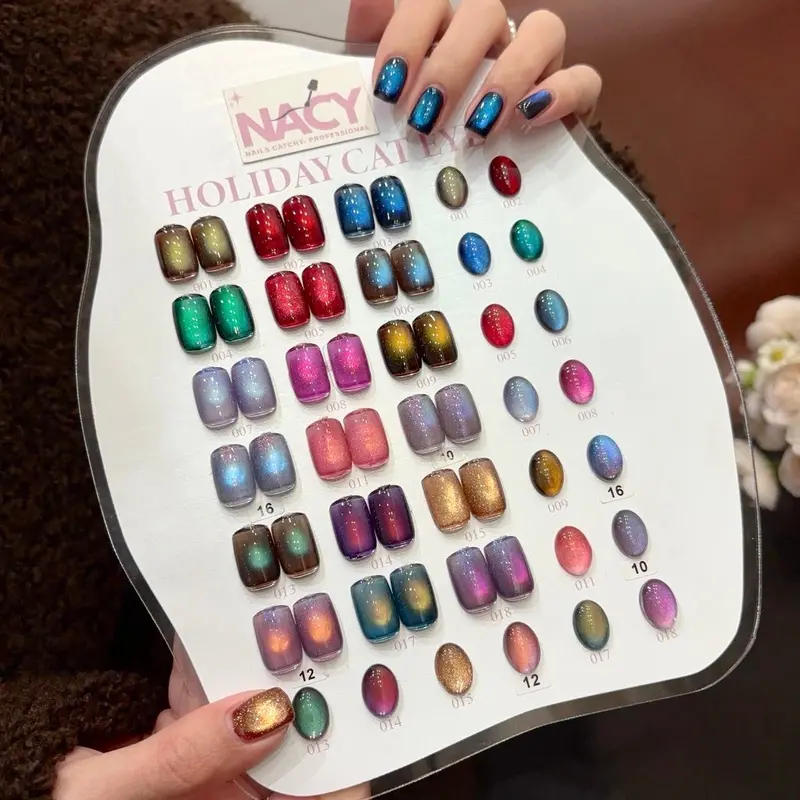 Nacy Holiday Cat Eye Full Set – 18 Festive Magnetic Gels + Chart & Magnets 1