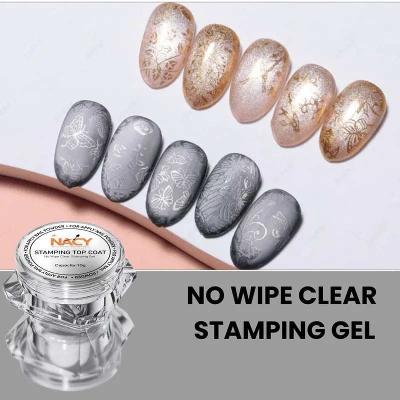 Nacy No-Wipe Stamping Gel Top Coat – Clear High-Gloss Finish 1