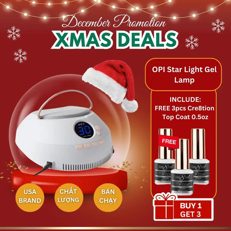 Opi Star Light Uv/Led Gel Lamp – Holiday Bundle With 3 Free Cre8Tion Top Coats 1