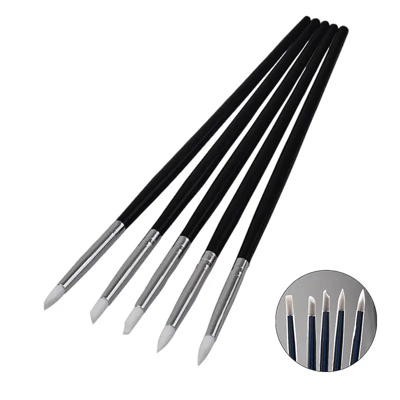 Professional 5-Piece Silicone Nail Brush Set For Precision Application 1