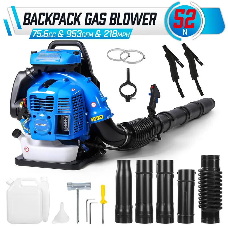 Professional-Grade 75.6Cc Backpack Leaf Blower — 953 Cfm, 218 Mph, 6.7 Hp With Dual-Stage Air Filter & 2.4L Tank 1