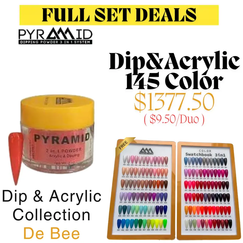 Pyramid De Bee Full Nail Collection – 145-Color Dip Powder Set With Super-Matching Shades 1