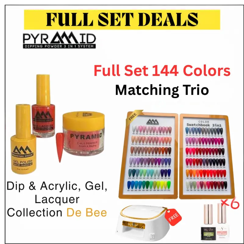 Pyramid De Bee Trio Nail Collection – 144-Color Super-Matching Gel Or Dip Set 1