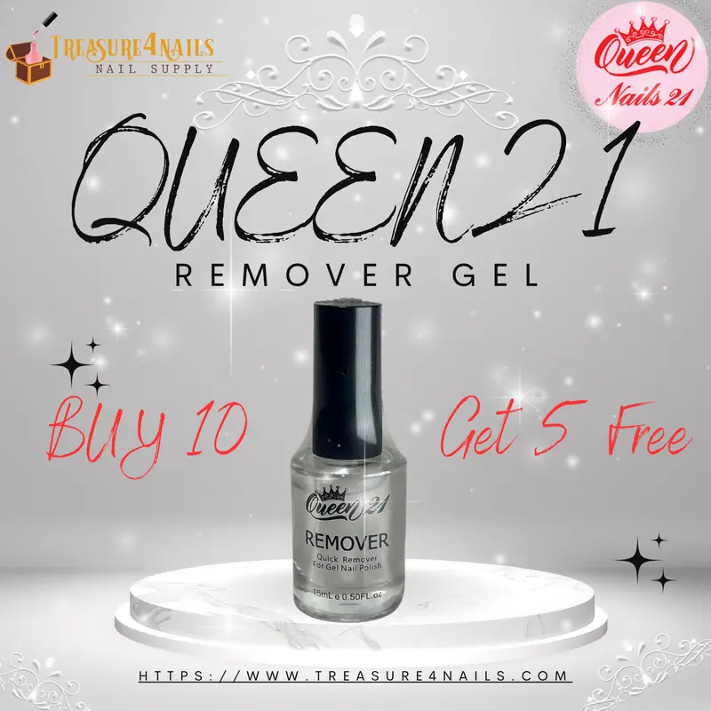 Queen21 Remover Gel – Soothing Nail Gel Dissolver, 15Ml (0.5Oz); Bulk Offer: Buy 10, Get 5 Free 1