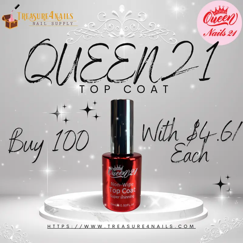 Queen21 Top Coat – Professional Gloss Finish, 15Ml (0.5Oz); Wholesale: 100 Units At $4.6 Each 1