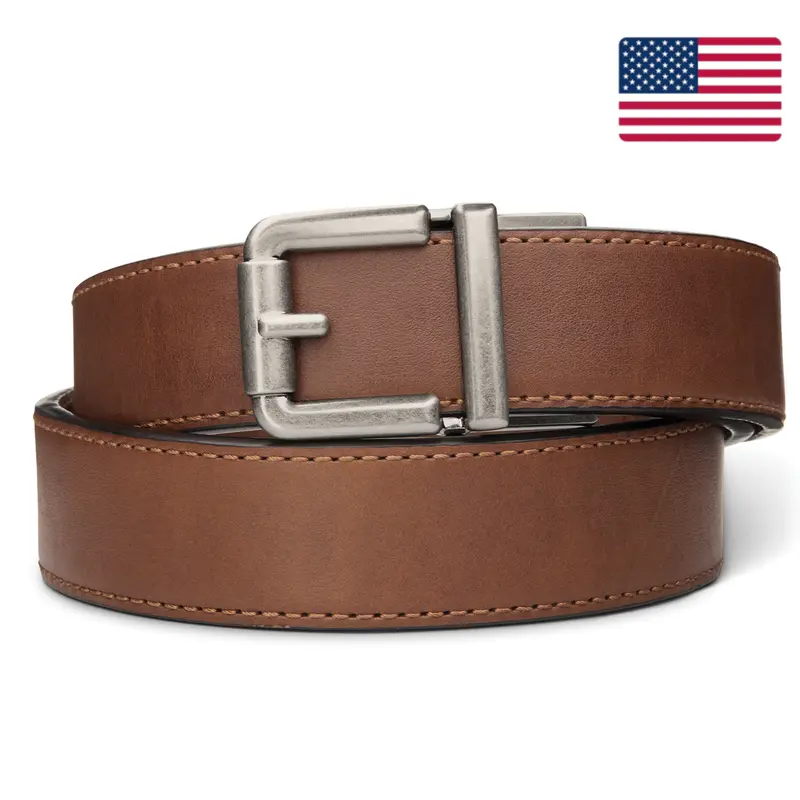 R1 Antique Silver Buckle With Tan Leather Ranch Gun Belt – 1.5" 1
