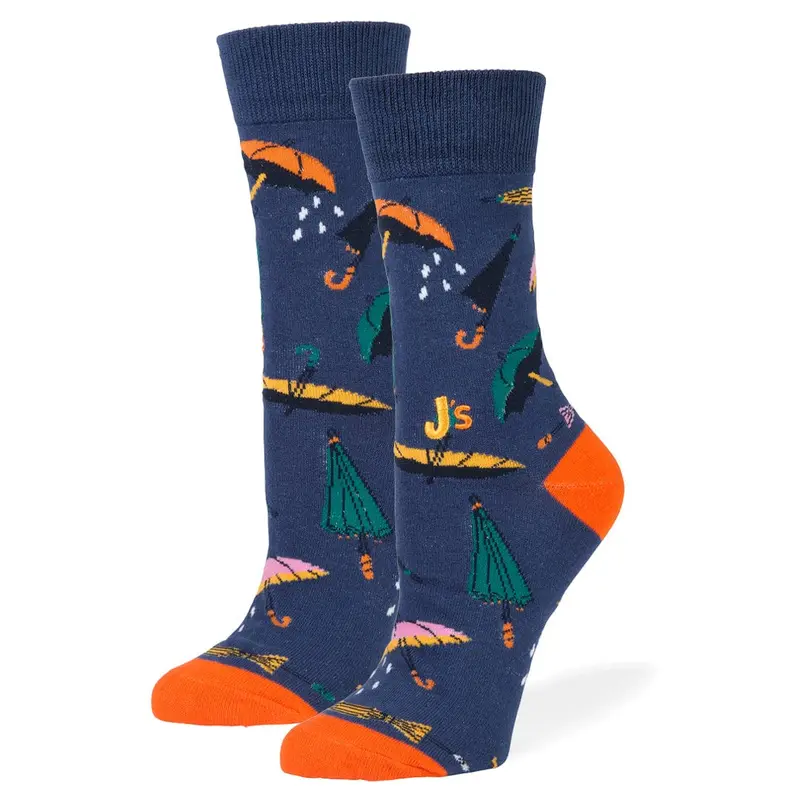 Rain Or Shine Umbrella Design Crew Socks 1