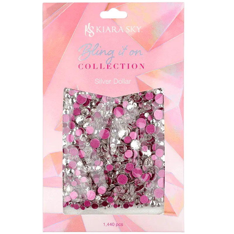 Rhinestones Silver Dollar Metallic Round Crystals 1
