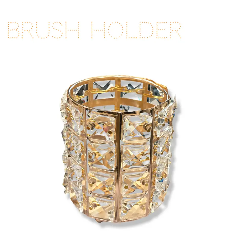 Rose Gold Crystal Cosmetic Brush Stand – Elegant Makeup Organizer (Model A) 1