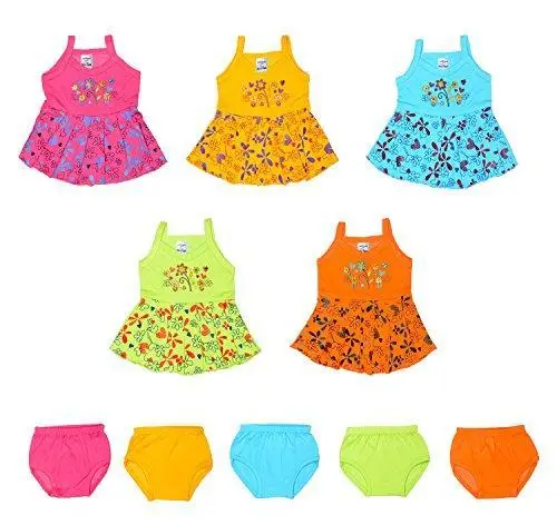 Sathiyas Baby Girl Dress Pack – 5 Soft Cotton Outfits Designed For 0–3 Months 1