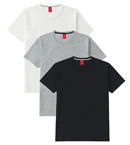 Scott International Men'S Cotton Pack Of 3 Basic T-Shirts – Black, White & Grey (Large) 1