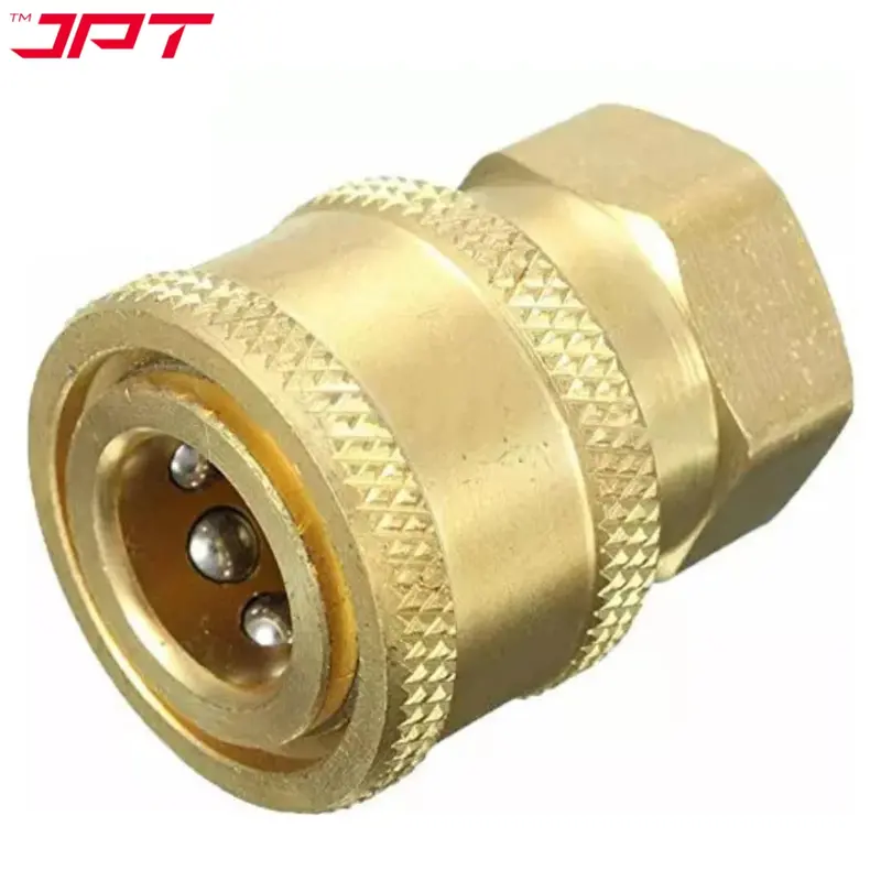 Solid Brass 1/4" Quick-Connect Female Coupler | Heavy-Duty Pressure Washer Coupling Socket For Reliable, High-Pressure Operation 1