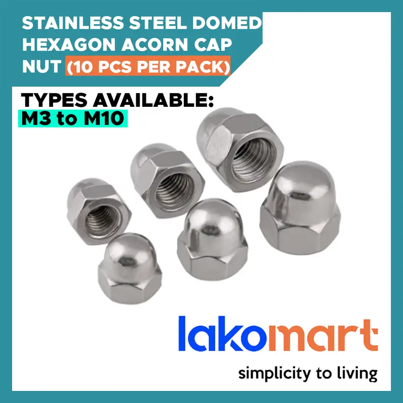 Stainless Steel Hex Dome Acorn Nut – M3 To M10, 10-Pack 1