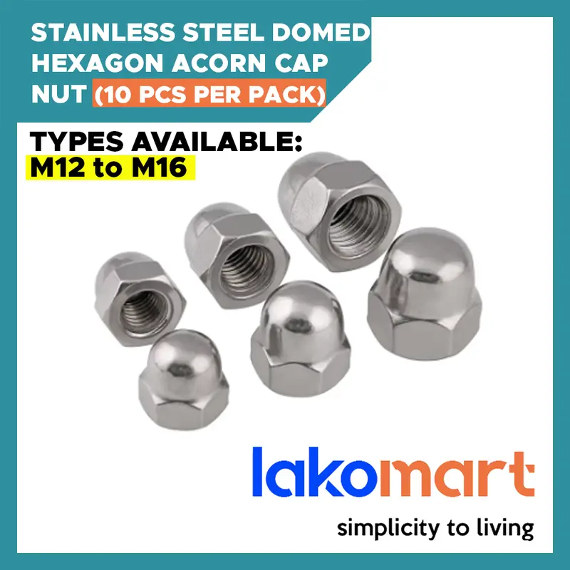 Stainless Steel Hex Domed Acorn Cap Nuts – A2/A4 Grade, M12–M16 (10 Pcs) 1