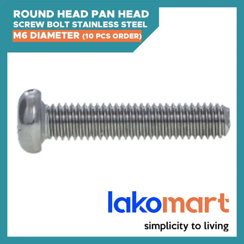 Stainless Steel Pan Head Phillips Screws – M6 Diameter, Corrosion-Resistant (10 Pcs) 1