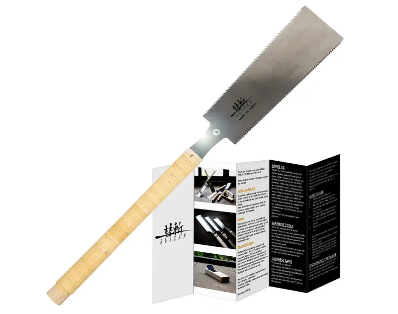 Suizan 9.5" Ryoba Pull Saw – Traditional Japanese Double-Edged Design With Cane Handle 1
