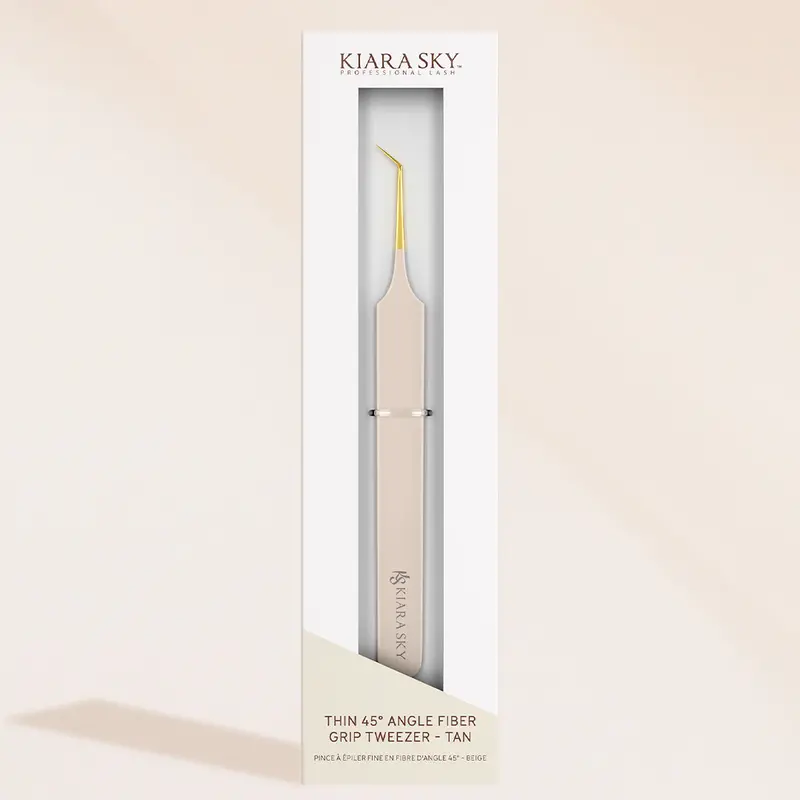 Thin 45° Precision Angle Tweezer – Tan Fiber Grip 1