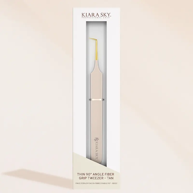 Thin 90° Straight-Angle Tweezer – Tan Fiber Grip 1