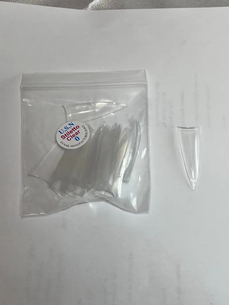 Usn Stiletto-Shape Clear Nail Tips – Pack Of 50 1